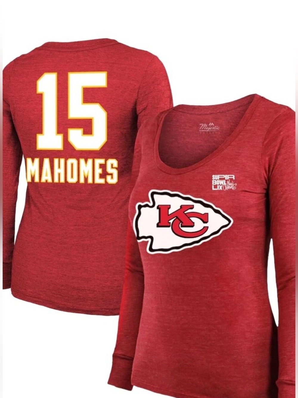 NWT Majestic Threads Patrick Mahomes Kansas City Chiefs Super Bowl LIX Shirt #15